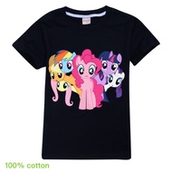 Kids Cartoon My Little Pony Tops Summer Short-sleeved, Cotton Casual Children's clothes, Fashion buj