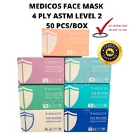 [READY STOCK] Medicos Surgical 4ply ASTM Level 2 assorted EARLOOP face mask 50's