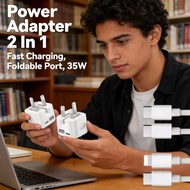 Fast Charger 2 In 1 Foldable Charge Port Power Adapter USB A + Type-C 35W USB Tpye-C Power Adapter