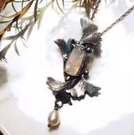 925銀銀杏蛋白石項鍊