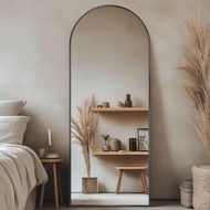 Arched Full Length Mirror, 58"x18" Arched Floor Mirror, Glassless Mirror Full Length with Stand, Flo