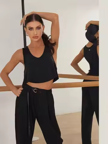 ZYM Latin Dance Top Mini Latin Dancing Practice Wear ZYMdancestyle Hygge Top #2456
