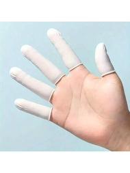 200個白色乳膠指套，無粉塵，無靜電，一次性使用，適用於美容指甲指床，保護手指舒適透氣吸汗
