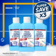 Desans Set of 3 Bottles of Mop Shine Fragrant Floor Cleaner 800ml No Need to Rinse, Non-Sticky, Shin