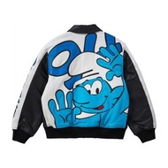 Supreme 南精靈皮褸 US S碼 新  Supreme Smurfs Leather Varsity Jacket