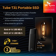 SK hynix Tube T31 DRAM USB 3.2 1,000MB/s 1TB Portable SSD Flash Drive (Inhouse RMA, 3 YEARS WARRANTY