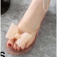 Sandal Karet Wanita Balance Motif Tali Transparan Motif Pita Volkadot A03