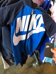 美國 Nike 連體衣連帽 短袖拉鏈 藍色大剔 多size