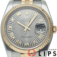 Rolex Datejust 36 男士腕錶，五珠鍊太陽紋錶盤，Datejust 36 116233(F)，附錶盒、保固卡，K18YG/SS 機芯，銀色，2004 年款，成色極佳 [二手]