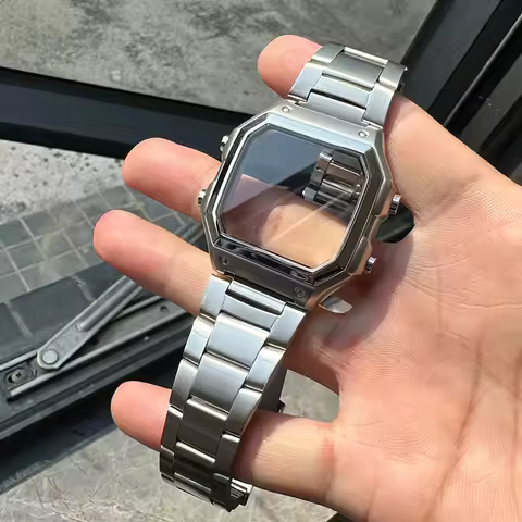 18mm AE1200 Stainless Steel Bracelet Strap Quality Steel Case Bezel Silver Black Gold Metal Case HD 