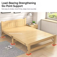 Solid Wooden Foldable Bed Single Bed Frame Reinforced Bed