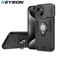 KEYSION Shockproof Case for Tecno Spark Go 1 Silicone+PC Slide Camera Lens Protection Ring Stand Pho
