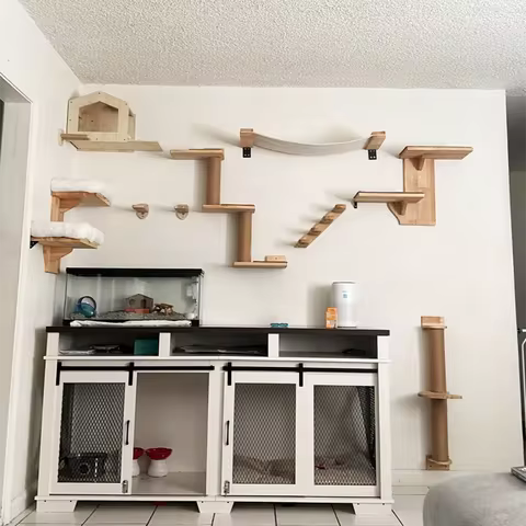 4 Steps Cat Wall Shelves Cat Stairs for Wall with Sisal Rope Sisal Cat Scratching Post Cat Wall Furn