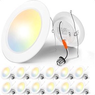 Reced Lighting 5 6 Inch Flat LED Can Lights 2700K 3000K 4000K 5000K 6000K Selectable 12W White