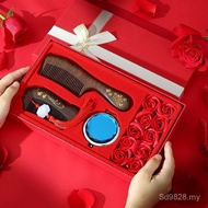 Mother Silk Scarf Sandalwood Granny Gift Give Wife Set Give Mother Wedding Comb Gift Box Birthday Gi