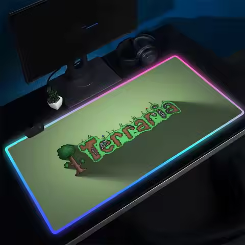 Terraria Mouse Pad Anime Gaming Mouse Pad LED Table Pads Backlit Rubber Desktop XXL RGB Desk Mats