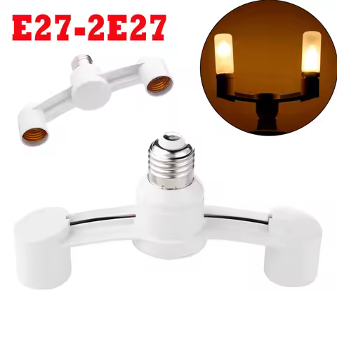 E27 To 2E27 Bulb Socket Adapter Portable 85-285V Lamp Head Conversion Holder Durable Lighting Access
