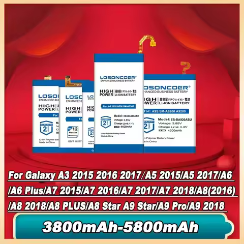 5800mAh Battery For Samsung Galaxy A3 2015 2016 2017 A5 2015 A6 A6 Plus A7 A7 2018 A8 2018 A8 PLUS A