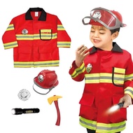 【Children's Firefighter Suit Roleplaying Props Holiday Fireman Costume Toy For Kid Pretend Role ♠y