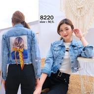 Jaket Jeans Crop Pita Emblem 3D // Jaket Pita Belakang