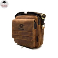 M Size Rush Rider Sling Bag Full Cow Leather Shoulder Bag CrossBody Leather Messenger Bag Beg Sandan