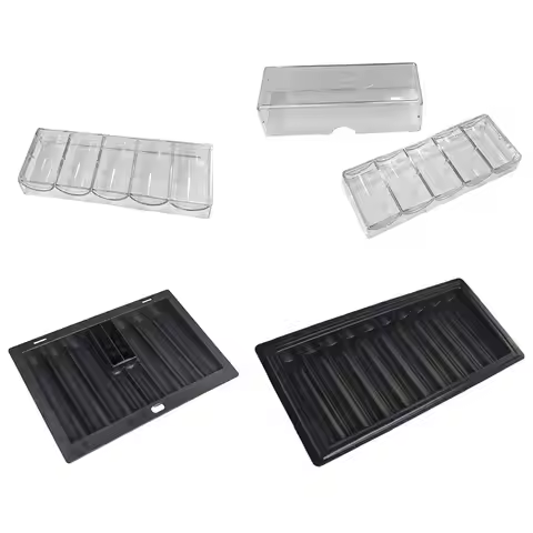92ME Profession Casino Game Accessory Transparent Chip Tray 5 Rows 100 Pieces Chips Container Holder