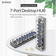 USB 3.0 hub orico 7 port transparent 5Gbps with micro usb pd f7u-u3 - Terminal usb3.0 7 slot transpa