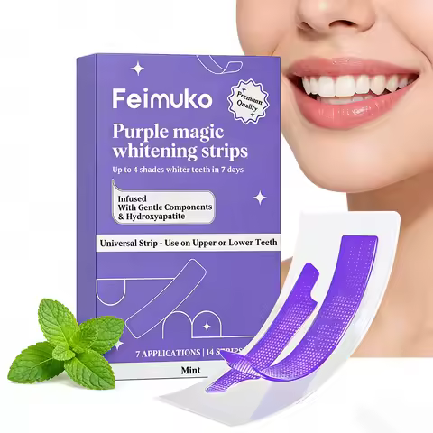 14 Strips Purple Teeth Whitening Strips for Sensitive Teeth Removes Stains & Yellowing Freshens Brea
