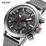 79T MEGIR Men Chronograph Watches Luxury Leather Strap Quartz Watch Man Waterproof Military Sp k5u