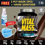 2kg Vital Mass Vanilla Jakim Halal Anabolic Mass Gainer- 0g Sugar Whey Isolate with Creatine-Tribulu