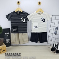 KATUN 6232 USON BOYS' T-SHIRT AND COTTON SHORTS SET (BLACK & WHITE)
