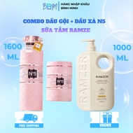 Combo Shower Gel Shampoo bag Women's Perfume Conditioner Shampoo N5 1600ML + 1 Bottle of Ramze White