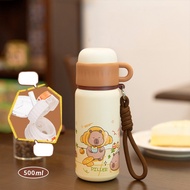 MILLIM จุได้มาก ถ้วยฉนวนกันความร้อน เหล็กไร้สนิม 280/350/480/500/520ml ขวดสูญญากาศขวด การ์ตูนลายการ์