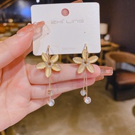 Dongdaemun Earrings Female Silver Needle Sweet Temperament9252024Korean Tassel Opal Earrings Flower 
