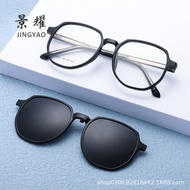 cermin mata spek mata rabun jauh T8187 bingkai optik TR90 baru, set magnet cermin mata hitam terpola
