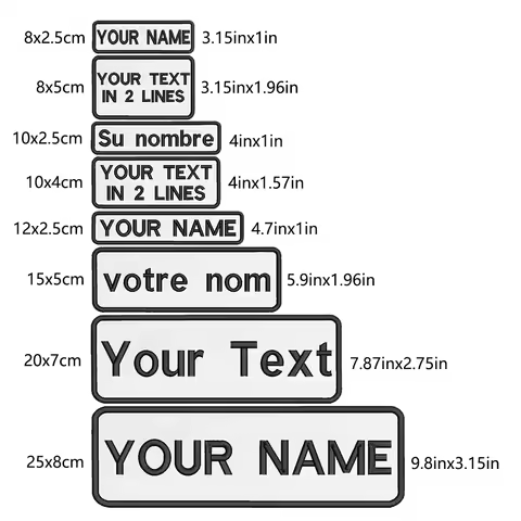 1PC Custom Name Patch Stripes Badge Iron On Or Hook Loop 10x2.5cm 8X2.5cm,12x2.5cm,8x5cm,10x4cm,15x5