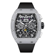 BONEST GATTI BG‑5004 Men Automatic Mechanical Watch Inlaid Diamond Tonneau Sapphire Steel