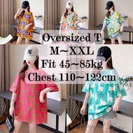 Baju Saiz Besar Wanita Baju-T Perempuan Women Fashion Oversize T-shirt Girls' Full Printing Colorful