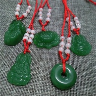 Kalung Giok Variasi Buddha Guan Yin Lotus Jade Pendant Fine Carving Synthetic Stone Chinese Legend N