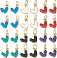 6 Colors 24Pcs Heart Enamel Charms 9mm Mini Heart Pendants with Jump Ring Colorful Cute Love Shape D