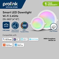 Prolink DS‐3607 4‐inch Smart LED Downlight 6.5W RGB + Tunable White, Hub‐Free, Voice & App Control