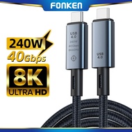FONKEN USB4.0 USB C To Type C Cable PD 240W 8K 60Hz 40G USB C Cord for ThunderBolt3 TB4 M-a-c Laptop Samsung