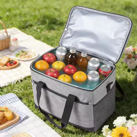 18L/27L/35L Collapsible and Insulated Large Lunch Bag Leakproof Soft Cooler Portable Tote Camping/BB