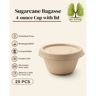 Bagasse 4 Oz Sauce Dips Cup With Lid - Pack of 25
