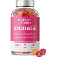 Prenatal Vitamin 120 Gummies with DHA | Vegan Women with Omega 3, Methylfolate, Choline & D3, Pregna