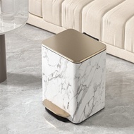 Dustbin Living Room Rubbish Bin Light Luxury Trash Bin Marble Pattern Dustbin With Lid