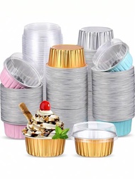 10 Vasos Para Hornear De Papel De Aluminio Sin Tapa, Recipiente Desechable Para Pudín Y Manjares Dulces Con Buena Resistencia Al Calor Y Distribución Uniforme Del Calor, Para Horno, Freidora, Vaporera, Etc.