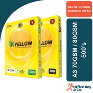 IK Yellow A3 Copier Paper (70gsm, 80gsm / 500's)(1 Ream) / A3 Paper / Kertas A3 Keping (500 Sheet)