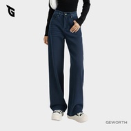 GEWORTH Palazzo JEANS Women Elastic Waistband Casual Plus Denim Pants Wanita Celana Baggy