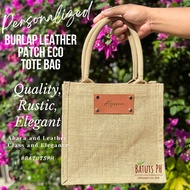 BatutsPH - Personalized Abaca Burlap Bag with Vegan Leather Patch Tote Bag Women's bag custom gift s